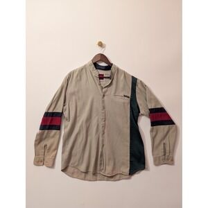 Mo Betta Shirt Mens 15.5 35 Tan Good Colorblock Band Collar Western Vintage 90s
